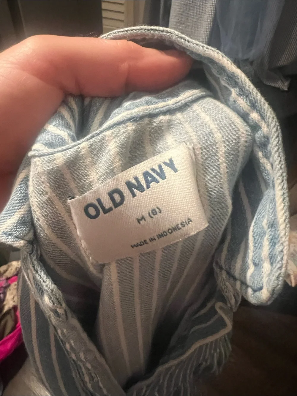 Old Navy Light Blue & White Striped Button-Up Shirt